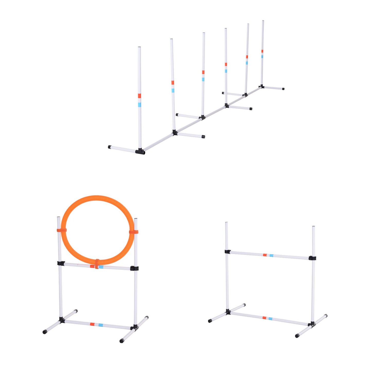 Portable Dog Agility Training Set with Jumping Ring and Weave Poles