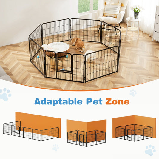 Metal Dog Playpen Indoor Outdoor Exercise Fence with Door