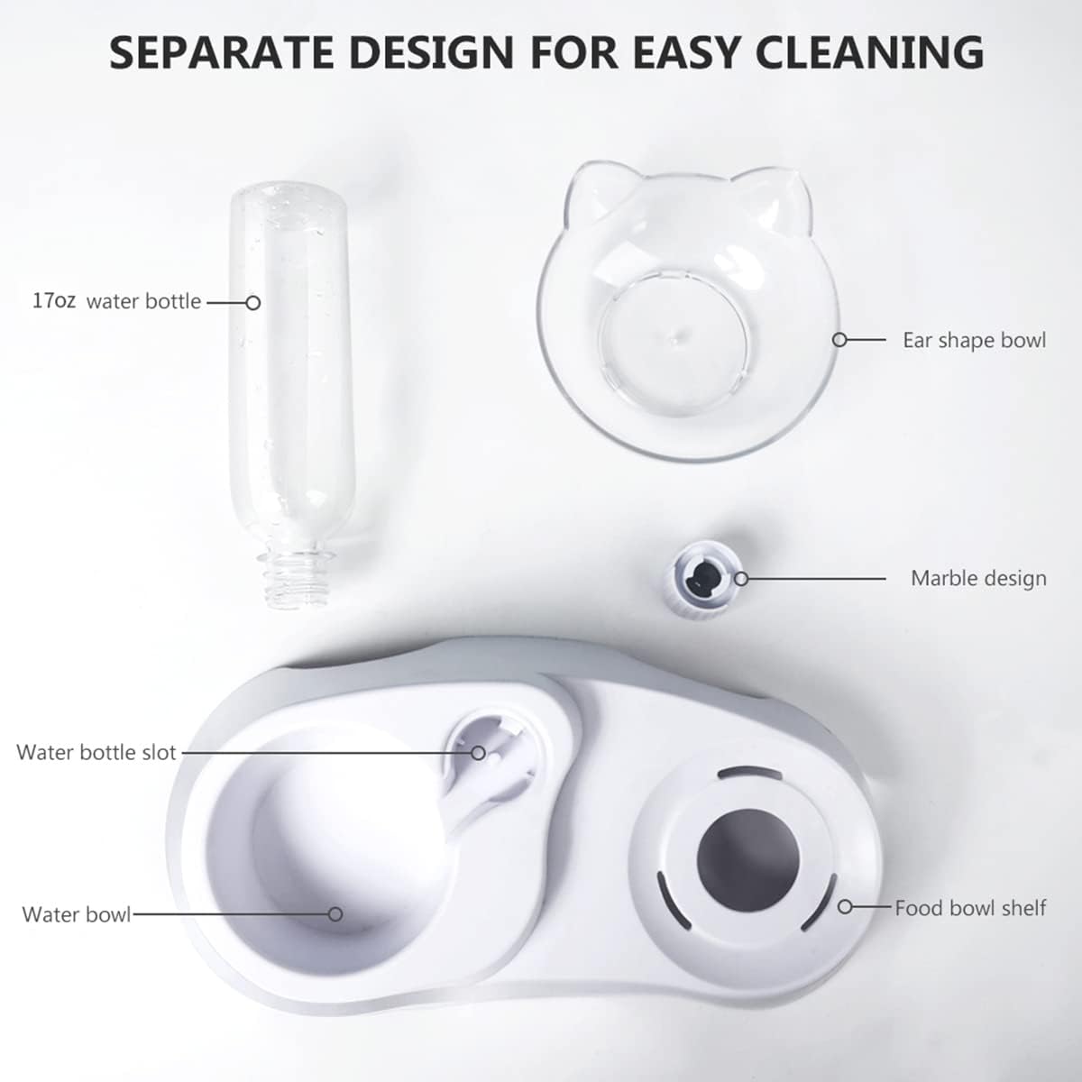 Double Tilted Pet Bowl Set with Automatic Water Dispenser