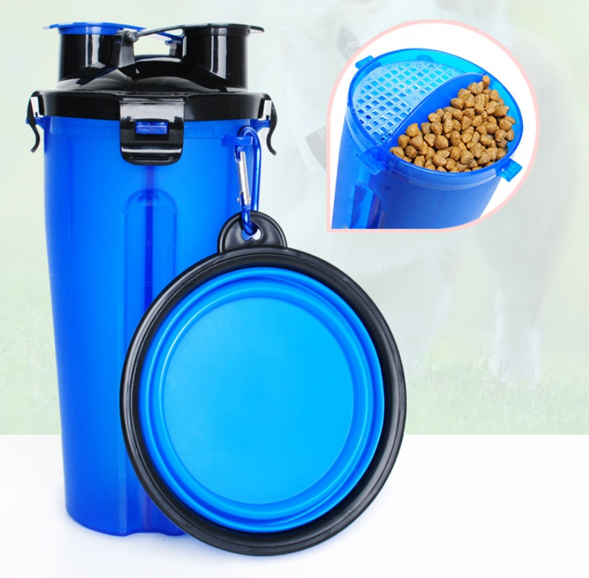 2 in 1 Portable Pet Water Bottle with Silicone Bowl