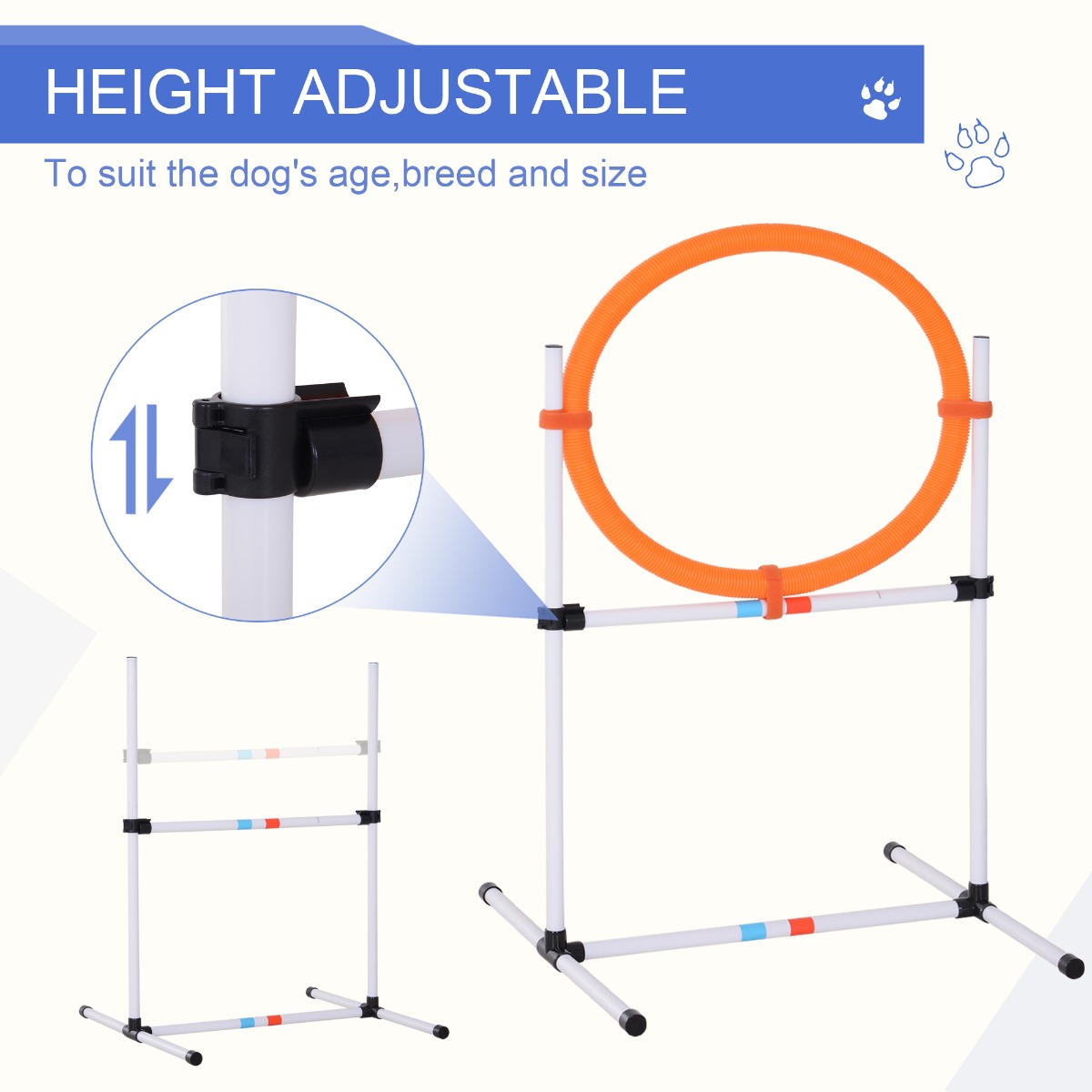 Portable Dog Agility Training Set with Jumping Ring and Weave Poles