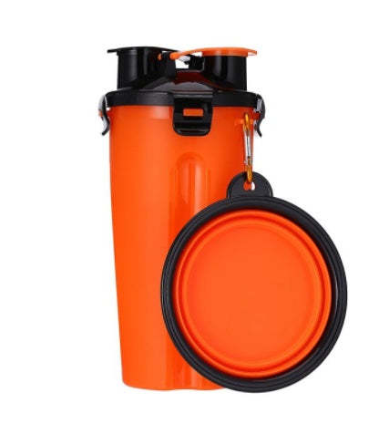 2 in 1 Portable Pet Water Bottle with Silicone Bowl