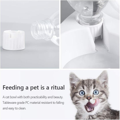 Double Tilted Pet Bowl Set with Automatic Water Dispenser
