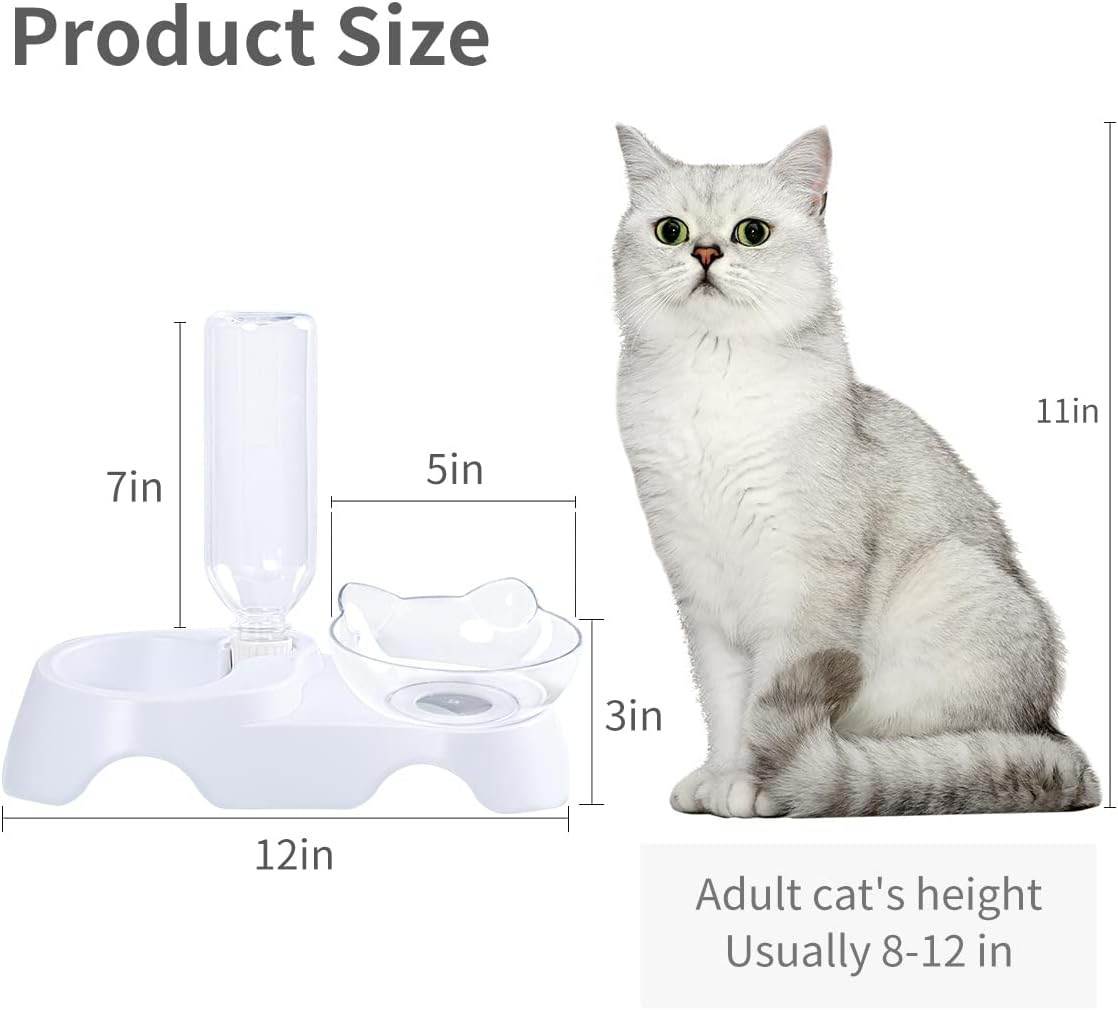 Double Tilted Pet Bowl Set with Automatic Water Dispenser