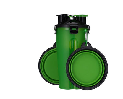 2 in 1 Portable Pet Water Bottle with Silicone Bowl